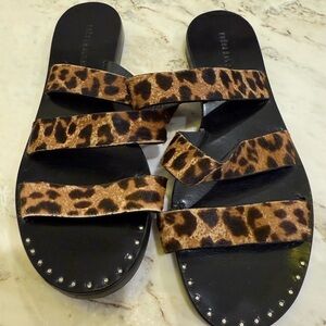 Freda Salvador Pony Hair Leopard Print Iris Sandals Size 8
